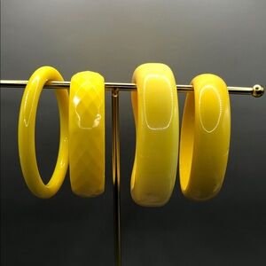 Bundle lot 4 yellow vintage acrylic resin 90's bangle bracelets stack layer